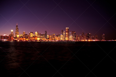 芝加哥市,伊利诺斯州,水,天空,水平画幅,夜晚,无人,aon center,户外,北美