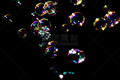 分离着色,吹泡泡,黑色背景,美,风,水平画幅,形状,可爱的,美人,棕色头发