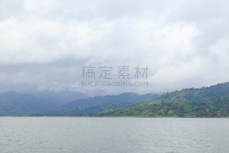 山,哥斯达黎加,森林,阿雷纳尔湖,水,天空,水平画幅,云,无人