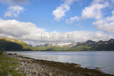 斯沃尔维尔,罗弗敦,全景,水,天空,水平画幅,海港,旅行者,夏天,户外