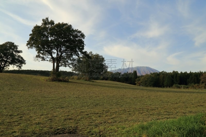 山,东北片区,岩手县,日本,霞石,牧场,城镇,天空,美,水平画幅