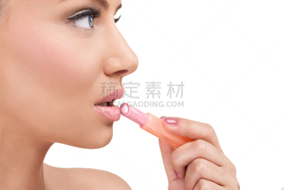 女人,唇膏,受福,美,留白,彩妆,水平画幅,人体,人的嘴,化妆用品