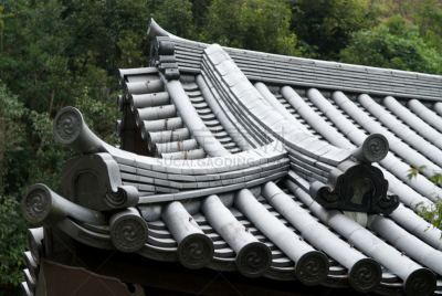 瓦,日本,京都市,屋顶,成一排,水平画幅,2006年,无人,房屋,建筑结构