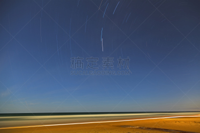 星迹,海滩,弗雷泽岛,昆士兰州,天空,水平画幅,沙子,夜晚,无人,海浪