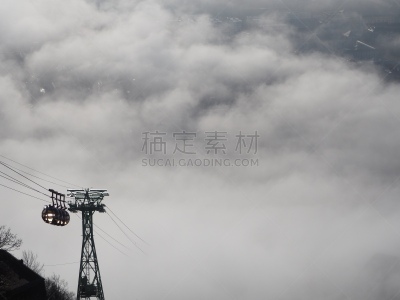 Grenoble, France – December 23, 2018: photography showing a sea of clouds above the city of Grenoble during a morning of december. The photography was taken at La Bastille viewpoint. La Bastille is a fortress culminating at 476 m (1,561ft) above sea level