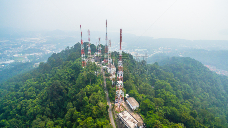 高处,山,天线,无线电通信装置,天空,接力赛,水平画幅,云,无人,卫星