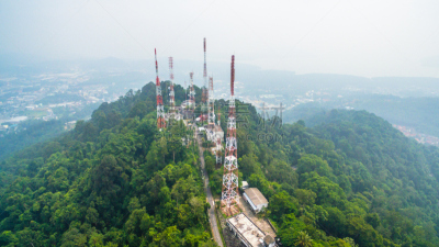 高处,山,天线,无线电通信装置,天空,接力赛,水平画幅,云,无人,卫星