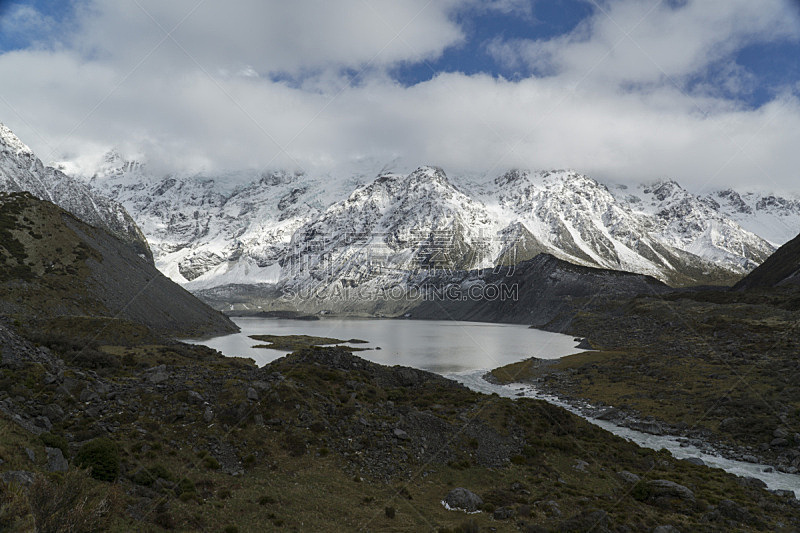 湖,新西兰,山,自然,水,天空,水平画幅,地形,雪,无人