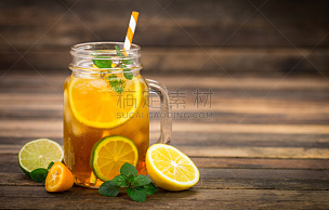 冰茶,柠檬,酸橙,薄荷,茶,水罐,寒冷,广口瓶,果汁,冷饮