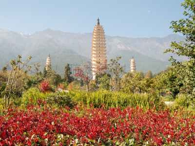 崇圣寺三塔,大理,云南省,自然,宁静,旅游目的地,水平画幅,地形,建筑