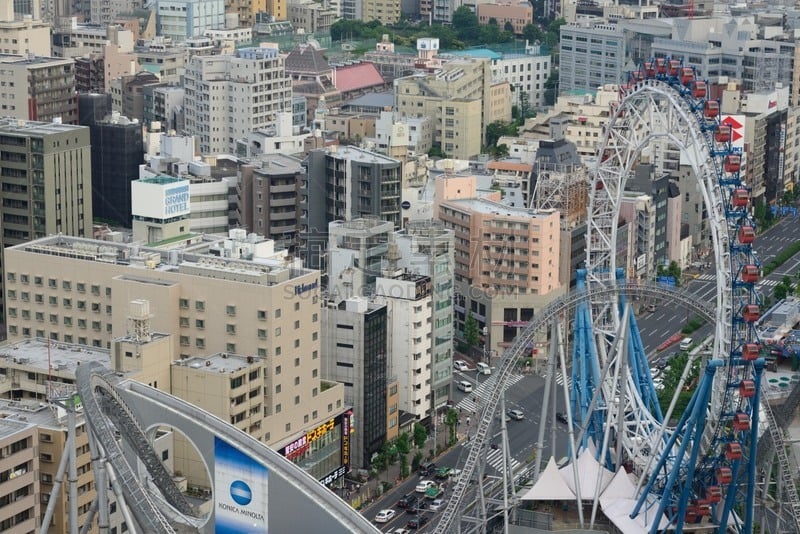 市区,建筑外部,东京体育馆,摩天轮,总部大楼,城市扩张,水平画幅,高视角,无人,东亚