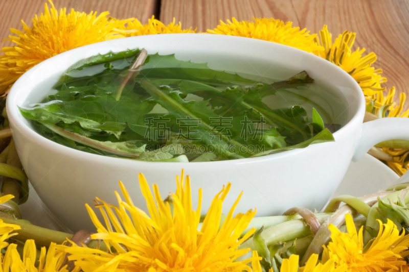蒲公英,茶,茶杯,花茶,水,水平画幅,无人,饮料,特写,白色