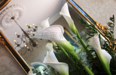 婚礼,门口,水平画幅,无人,大穿衣镜,天花板,百合花,建筑物门,金叶,金色