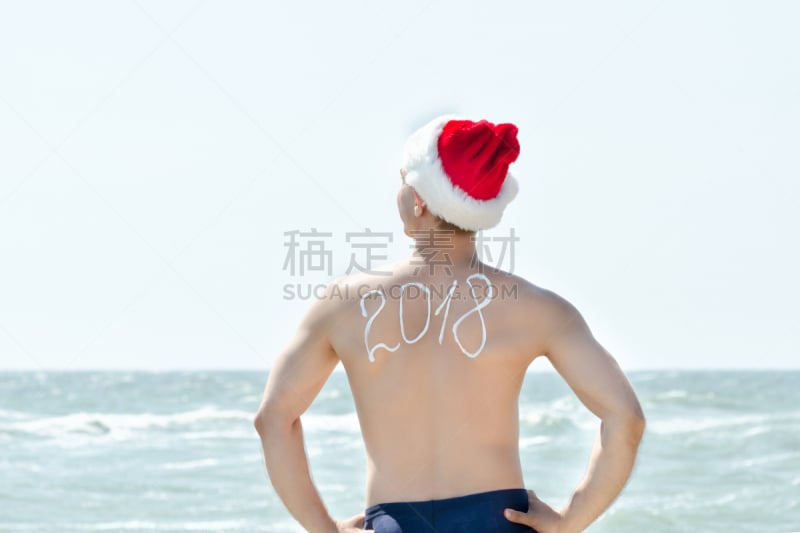 海滩,后背,2018,男人,雕刻图像,帽架,米色,圣诞老公,桨叉架船,水