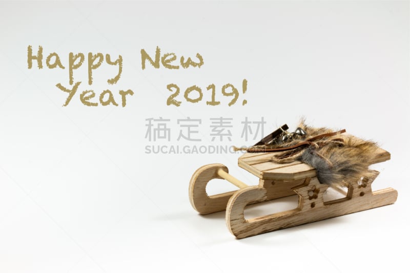 新年前夕,雪橇滑学,可爱的,2019,黄金,符号,背景分离,概念,运气,图像