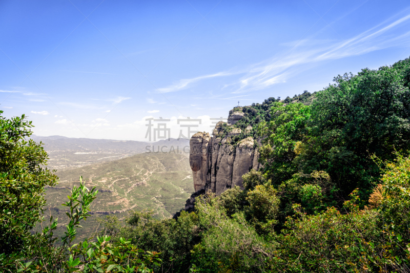 蒙特塞拉特,修院,岩石,西班牙,圣玛丽亚火山,特拉华,山湾,巨幕,悬崖,修道院