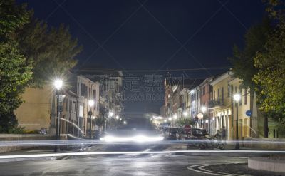 夜晚,九月,rimini,1870,街道,意大利,外立面,水平画幅,墙,古老的