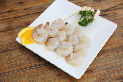 虾,日式烧鸡,格子烤肉,水平画幅,无人,开胃品,膳食,海产,明虾,特写