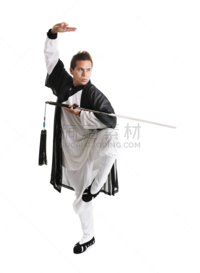 中国功夫,职权,太极,垂直画幅,30到39岁,武术,注视镜头,黑发,男性,仅男人