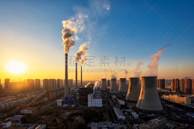 发电站,烟,温室气体,云,现代,肮脏的,烟雾,煤,户外
