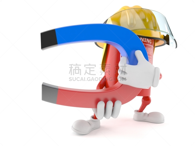 马蹄形磁铁,消防帽,磁铁,水平画幅,形状,性格,卡通,安全帽,彩色图片