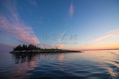 灯塔楼,风景,岛,东,水平画幅,云,无人,缅因州,夏天,户外