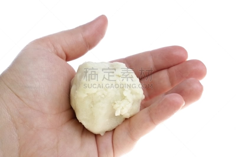 乳木果,手,自然,美,褐色,水平画幅,有机食品,白色背景,背景分离