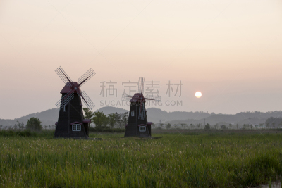 黎明,现代风车,自然,天空,水平画幅,地形,无人,仁川,京畿道,早晨