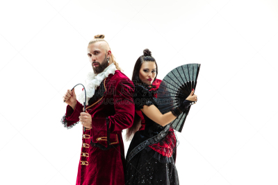 传统,女人,侯爵夫人公寓大楼,青年男人,中世纪时代,侯爵,古服装,衣服,接力赛,过时的