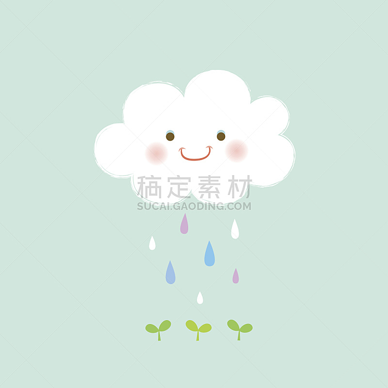 雨滴,秧苗,云,绿色,三叶草芽,花蕾,雨,韩国,可爱的,水滴