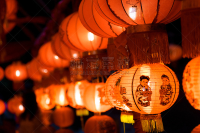 中国灯笼,中国元宵节,纸灯笼,新的,灯笼,水平画幅,夜晚,无人,符号,灯