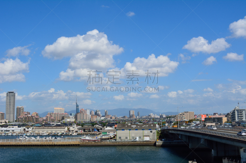 都市风景,福冈市,福冈,八月,办公室,水,天空,美,地名,水平画幅