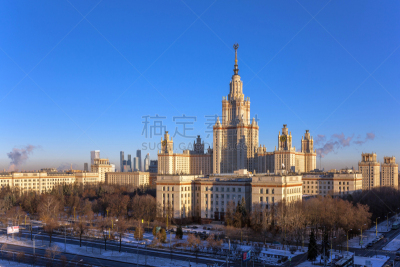 mikhail lomonosov,莫斯科,冬天,校园,大学,州,莫斯科大学,斯大林,斯大林式建筑,前苏联