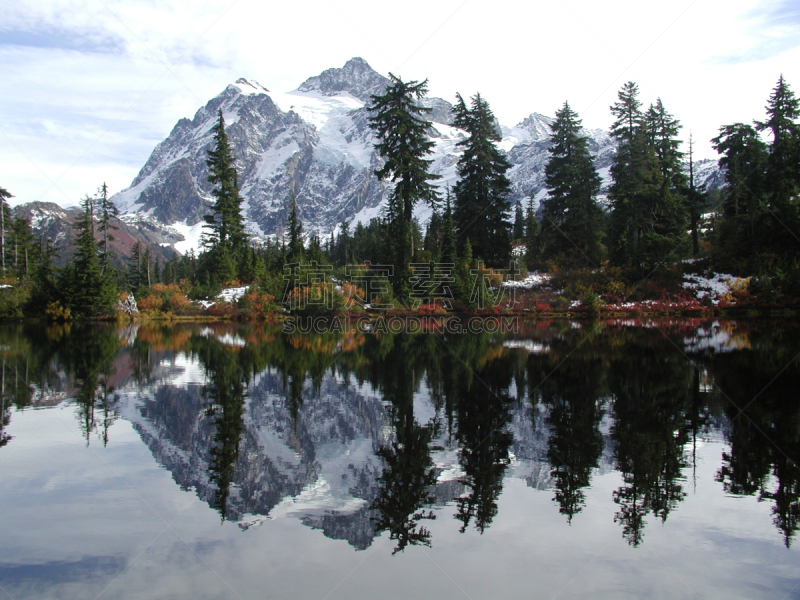 取景湖,贝克尔山,华盛顿州,mt baker-snoqualmie national forest,雪地,美,水平画幅,雪,户外,干净