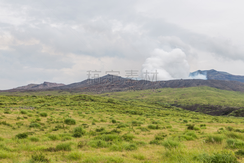 熊本,火山喷口,日本,活火山,,阿苏市,硫磺,天空,美,里山