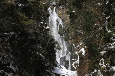 雪,冈山县,本州岛中国地区,雪山,水,公园,水平画幅,瀑布,无人,日本