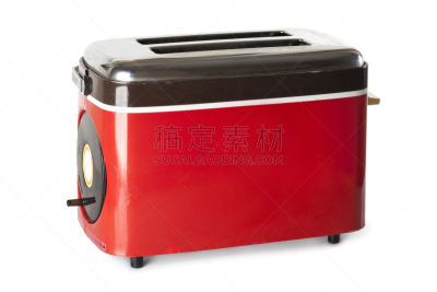 红色,多士炉,厨房器具,白色背景,古老的,背景分离,面包,技术,图像,厨房用品商店