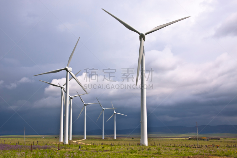风轮机,抱着树,天空,多代家庭,风,暴风雨,水平画幅,风力,能源,涡轮