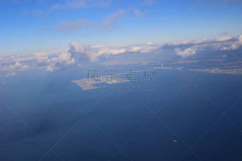 日本,关西国际机场,飞机,天空,太空,迅速,水平画幅,地形,夜晚,夏天