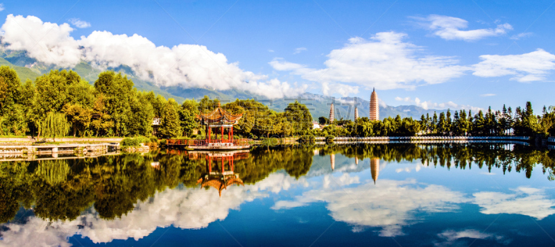 山,大理,宝塔,苍山,白色,公园,人种,水平画幅,2015年,全景