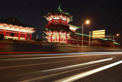 夜晚,过去,路,建筑外部,水平画幅,无人,市区路,古老的,异国情调,户外