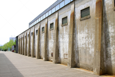 工厂,被抛弃的,特写,建筑体,窗户,灰色,水平画幅,斑驳的,建筑结构,坏掉的