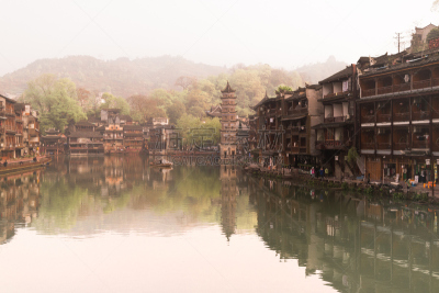 城镇,凤凰,水,古董,水平画幅,山,无人,古老的,夏天,户外
