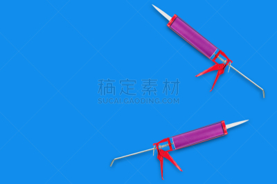 硅树脂,塑胶,建筑业,装管,红色,金属,胶水,蓝色背景,概念
