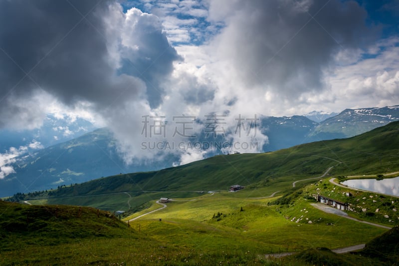 阿尔卑斯山脉,风景,巴德加斯坦,水平画幅,山,无人,云,户外,摄影