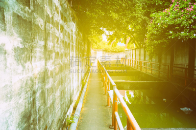 运河,街道,照明设备,漏泄,水,水平画幅,古老的,旅行者,户外,泰国