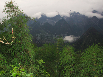 虎跳峡,云南省,中国,风景,小路,金沙河,玉龙雪山,长江,丽江,多云