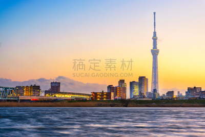 河流,都市风景,东京,商务,曙暮光,人类居住地,黄昏,river sumida,现代,著名景点