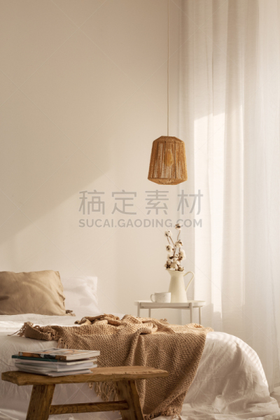 吧椅,床,木制,亚麻布,自然,灯,室内,毯子,卧室,摄影