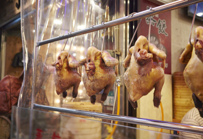 烤鸭,美国的北京烤鸭,鸭子肉,餐馆,烤的,韩国,水平画幅,无人,悬挂的,膳食